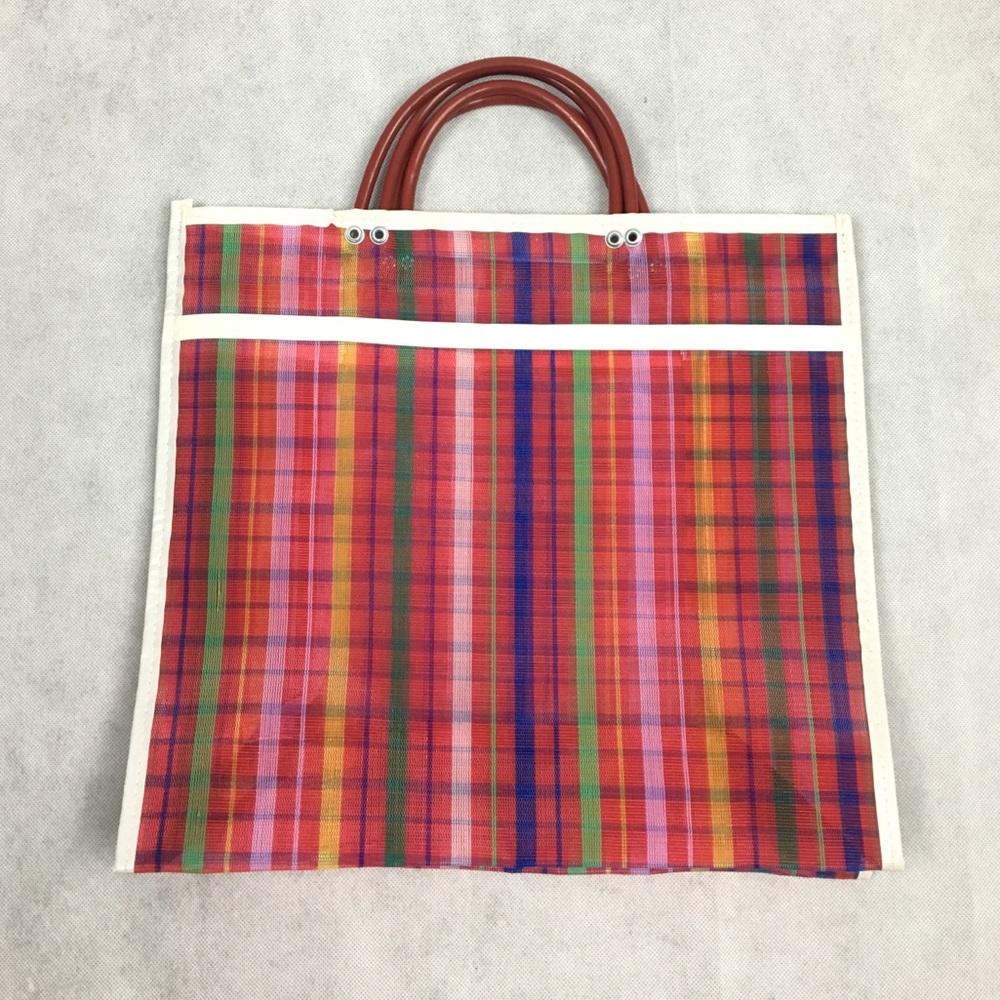 Plaid Mesh Tote Bag